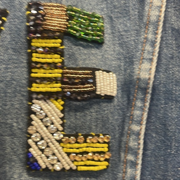 Boho Luxxe One of a kind Levi's Denim love Jacket with Patches - Picture 6 of 6